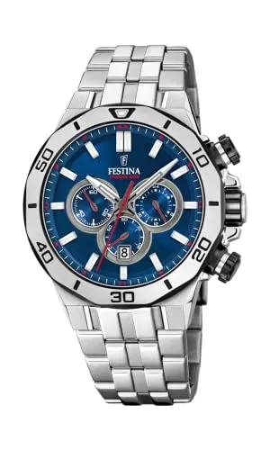 Festina Unisex Chronograph F20448/3 - Edelstahl Uhr - Elegante Armbanduhr für Damen mit 45mm Edelstahlgehäuse, Wasserdichtigkeit bis 10 bar und präzisem Quarzuhrwerk. Ideal für Sport und Alltag.