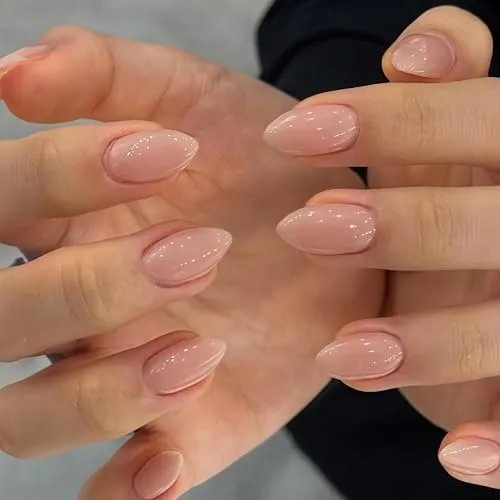 KQueenest 30 Stück Nude Press On Nails Kurz Mandel