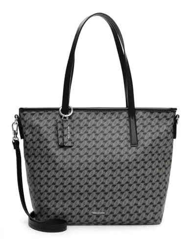 TAMARIS Shopper TAS Francesca - Schwarz - Handtasche aus feinem PVC mit verstellbarem Umhängeriemen, ideal für Büro und Freizeit. Strukturierte Optik und ausreichend Stauraum für alle Essentials.
