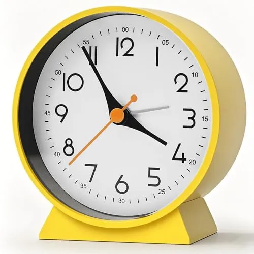 Azyh Analoger Wecker ohne Ticken, Kleine Retro Tischuhr, Tischuhr für Wohnzimmerdekoration, Schlafzimmer, Nachttisch Erwachsene, Senioren, Kinder, Reisewecker, Batteriebetrieben