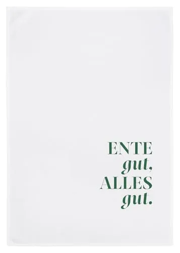 17;30 HOME Geschirrtuch, Humorvolles Design, 100% Baumwolle, Ente GUT, Alles GUT Spruch, umweltfreundlich, weiß, 50x70 cm