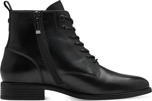 Tamaris Damen Schnürboots Stiefelette Leder Reißverschluss Schnürung 1-25121-43, Größe:40 EU, Farbe:Schwarz - Schwarz - 40