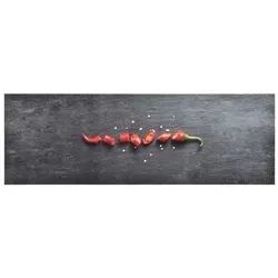 vidaXL Küchenbodenmatte Waschbar Pfeffer 45x150 cm - Stilvolle Fußmatte mit rutschfester Latexbasis, maschinenwaschbar und ideal für Küche, Flur oder Büro. Hält warm und schmutzfrei, flexibel aufrollbar für einfache Lagerung.