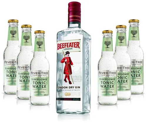 Gin Tonic Set - Beefeater Dry Gin 0,7l 700ml (40% Vol) + 6x Fever Tree Mediterr