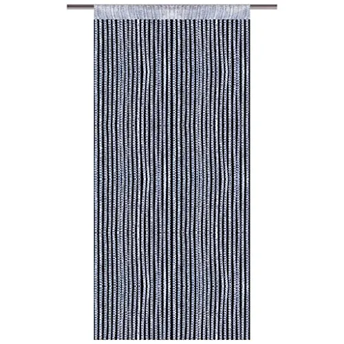 Bestlivings Fadenvorhang mit Stangendurchzug, Gardine in Lurex-Optik, Dekoartikel in vielen Farben und Größen (Silber - Silber metallic / 90x200 cm)