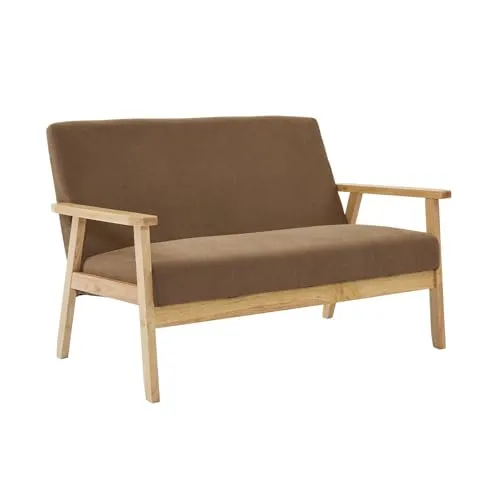 2-Sitzer-Sofa Isak aus Holz mit taupe Cord-Bezug, B 114 x T 69,5 x H 73 cm