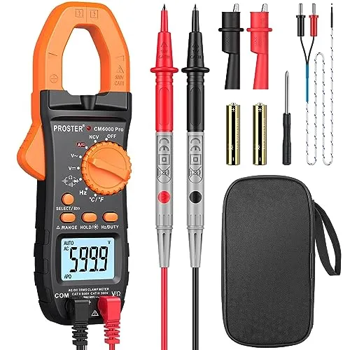 Proster Digitale Stromzange 800A TRMS - Multimeter für AC/DC Messungen mit True RMS, Auto-Ranging und LED Licht – ideal für präzise Messungen in Laboren, Fabriken und im Haushalt.