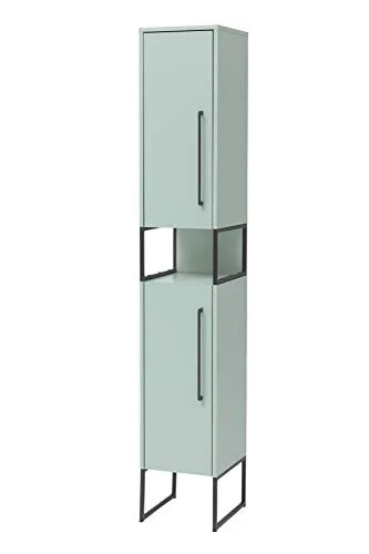 Schildmeyer Badschrank Limone 146111, mint - Hoch- & Midischrank fürs Bad mit 7 Fächern, höhenverstellbaren Einlegeböden und feuchtigkeitsbeständigem MDF. Ideal für optimale Stauraumgestaltung in Ihrem Badezimmer. Made in Germany.