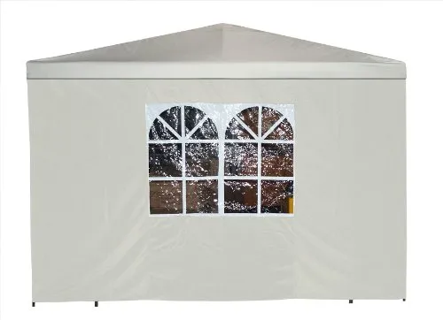 DEGAMO Seitenteil für Pavillon 3x3 Meter mit Fenster, Ecru - Praktisches Seitenteil für Pavillons, 3x1,9 Meter, mit Fenster für mehr Licht und Sichtschutz. Ideal für Gartenpartys oder Veranstaltungen.