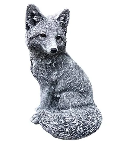 Steinfigur großer Fuchs - Wetterfeste Gartenfigur aus Steinguss - Tierfiguren & Tierstatuen - Handgearbeitete, massive Steinfigur in Fuchsform, frostfest bis -30°C, ideal für den Garten.