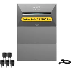 Anker SOLIX Solarbank 3 E2700 Pro - Hochleistungs-Speicher für Balkonkraftwerk - Powerstations mit 2,7 kWh Kapazität und 3600 W Eingangsleistung. Modular erweiterbar auf 16 kWh. Intelligente KI-Steuerung für effiziente Energienutzung.