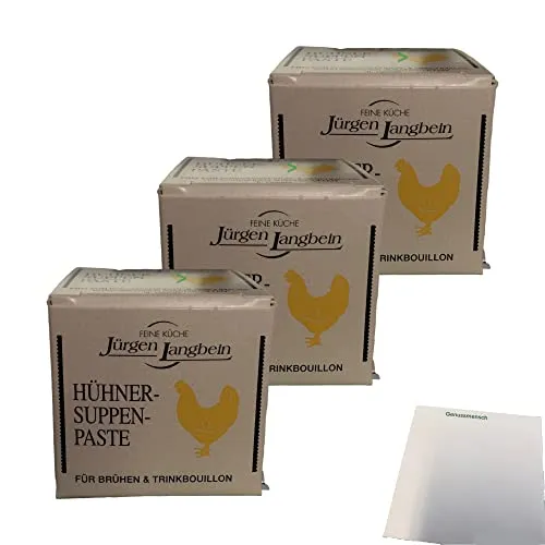 Jürgen Langbein Hühner-Suppen-Paste 3er Pack (3x50g Packung) + usy Block