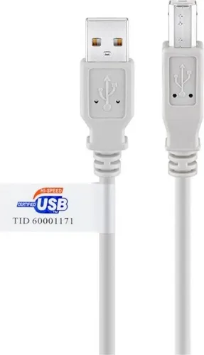Goobay 50833 USB 2.0 Hi-Speed Kabel mit USB Zertifikat, Grau, 5 m - USB 2.0-Stecker (Typ A) > USB 2.0-Stecker (Typ B)