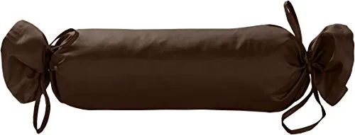 Mako Satin Nackenrolle Kissen Bezug 15x40 in braun von Bettwäsche mit Stil