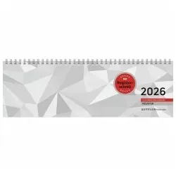 Tischquerkalender Register 2026 - 32x10,5 cm - 1 Woche auf 2 Seiten - Bürokalender mit Registerstanzung - Stundeneinteilung von 6 - 21 Uhr - 166-0002