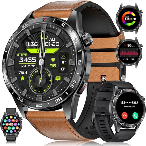 Lige SML3-G Smartwatch (3.6 cm, Android iOS), Elegante Herren uhr mit AMOLED Display Bluetooth Anruf Sportmodi IP68