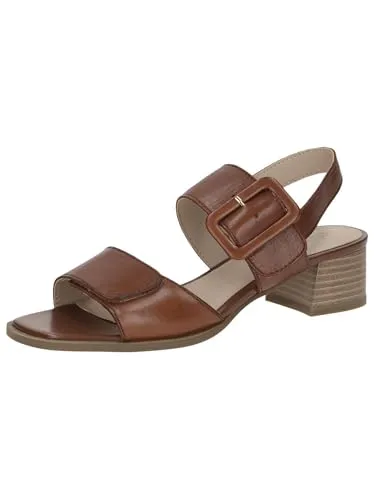 CAPRICE Damen Sandalen mit Absatz aus Leder Elegant, Braun (Cognac Nappa), 38 EU - Wanderschuhe mit Antishokk-Technologie für optimalen Gelenkschutz und Komfort – ideal für stilbewusste Frauen.