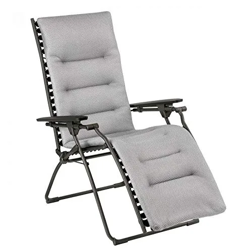 Lafuma Evolution BeComfort® Relaxsessel - Textilgewebe in Silber - Gartenmöbel mit BeComfort®-Technologie für optimalen Sitzkomfort und perfekte Körperanpassung, atmungsaktiv und pflegeleicht.