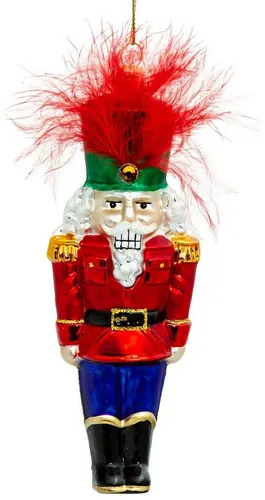 SIKORA BS712 Nußknacker - Premium Christbaumschmuck - Dekohänger aus Glas mit intensiver Leuchtkraft, handgefertigt in Polen, ideal für festliche Weihnachtsbaumdekoration oder als liebevolles Geschenk.