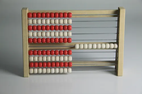 100`er Rechenrahmen rot/weiß, Abakus, student`s abacus, System 