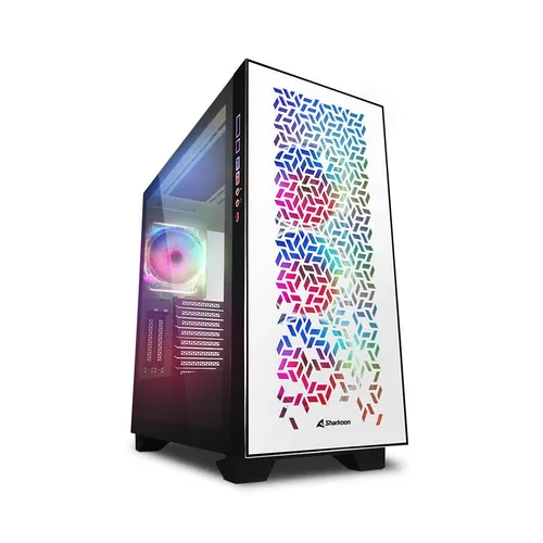 Sharkoon ELITE SHARK CA300H weiß - Flexibles Midi-Tower PC-Gehäuse - PC-Gehäuse für Mini-ITX, microATX, ATX, E-ATX Mainboards mit 4 vorinstallierten Lüftern und Platz für bis zu 7 Lüfter. Ideal für leistungsstarke Builds!