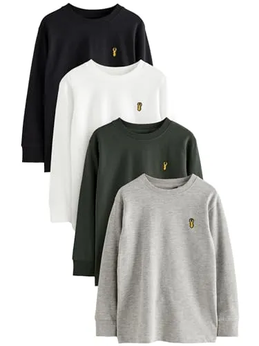 NEXT Gemütliche Langarmshirts im 4er-Pack in schwarz von NEXT