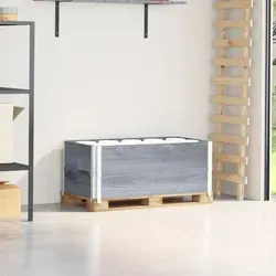 vidaXL Paletten-Aufsatzrahmen 2 Stk. Grau 100x50 cm - Praktische, stapelbare Palettenrahmen aus robustem Kiefernholz für sicheren Transport und Lagerung. Faltbares Design spart Platz und ermöglicht vielseitige Einsatzmöglichkeiten, z.B. auch als Hochbeet.