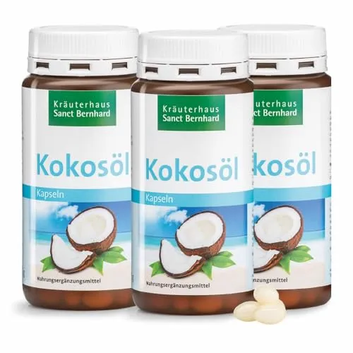 Sanct Bernhard Kokosöl-Kapseln | 500 mg reines Bio-Kokosöl | 3 x 240 Stück