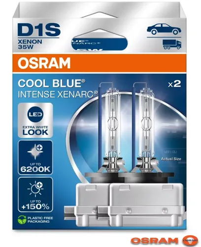 OSRAM COOL BLUE INTENSE D1S 6200K Xenon Brenner - Autobeleuchtungen: Hochwertige Xenon-Lampe mit 6200K Farbtemperatur für brillantes Kaltweiß, ideal für Abblend- und Fernlicht, CANbus-kompatibel und straßenzugelassen.