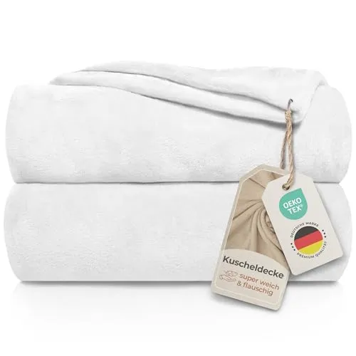 Gräfenstayn® Kuscheldecke flauschig & super weich - hochwertige Fleecedecke auch als Wohndecke, Tagesdecke, Sofadecke & Sommerdecke geeignet - Überwurf Decke Sofa & Couch (Weiß, 150x130 cm)