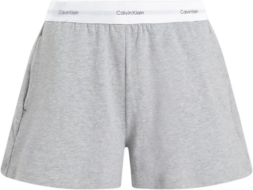 Calvin Klein Damen Pyjamahose Short Kurz, Grau (Grey Heather), XL - Schlafanzughosen für Damen mit weichem Material und bequemen Schnitt. Der elastische Calvin Klein Logo-Bund sorgt für eine optimale Passform und Bewegungsfreiheit.