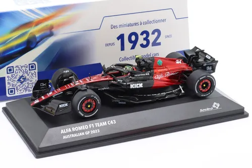 1:43 Alfa Romeo F1 Spanish GP 2023 rot - Miniatur Motorfahrzeug-Modell, hochwertiges Material und flexible Gestaltung für Sammler