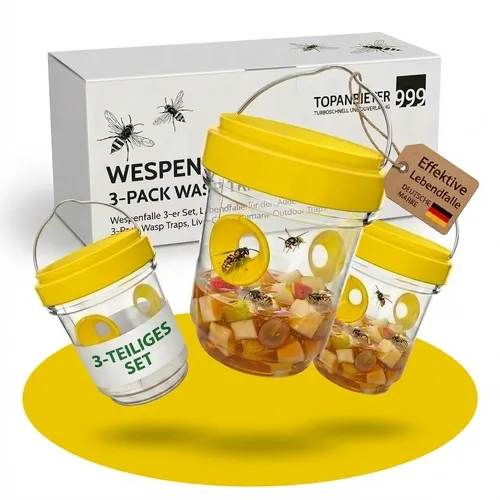 Wespenfalle 3er Set draußen Garten Balkon Wespenabwehr Lebendfalle Wespen Bienen