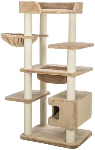 TRIXIE Kratzbaum XXL Brunna - 165 cm - Taupe für große Katzen - Stabiler Kratzbaum für große Katzen, ideal zum Klettern und Entspannen, bietet viel Platz und Sicherheit.