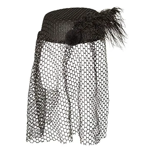 Boland 04129 - Schwarze Witwe Hut aus Filz mit Feder und Schleier, perfektes Kostüm Zubehör für Karneval und Halloween