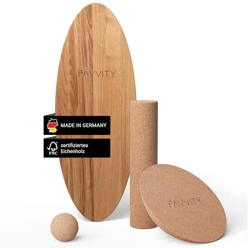 FAVVITY Balance Board aus Eichenholz – Handgefertigt in Deutschland, FSC-zertifiziert