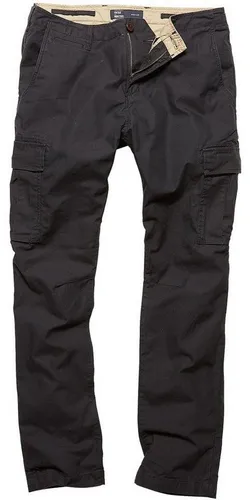 Vintage Industries Mallow Cargohose - Schwarz - W36 - Herren-Stoffhosen mit verstellbarer Taille und schlanker Passform, ideal für einen lässigen Look und hohen Tragekomfort.