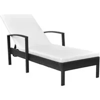 vidaXL Sonnenliege mit Auflage aus Poly Rattan Schwarz - Gartenliege mit verstellbarer Rückenlehne in 4 Positionen, ideal zum Relaxen im Garten oder Camping. Wetterfestes PE Rattan und dicke Polsterung für höchsten Komfort.