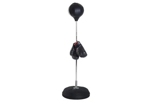 HOMCOM Punchingball mit Handschuhe - Höhenverstellbarer Standboxtrainer für Zuhause - Ideal für Kampfsporttraining, höhenverstellbar von 126 bis 144 cm, inklusive Handschuhe und Luftpumpe für ein intensives Workout.