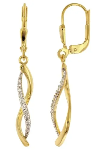 trendor Paar Ohrhänger Gold 333/8K mit Zirkonias - Elegante Ohrhänger aus 8 Karat Gold 333 mit glitzernden synthetischen Zirkonias, ideal für besondere Anlässe. Lieferung inkl. Mikrofaser-Pflegetuch.