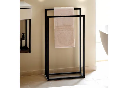 IDIMEX Handtuchständer MAILO - Freistehender Handtuchhalter für Ihr Bad - Handtuchständer MAILO, freistehend und ideal für kleine Bäder. Mit zwei höhenversetzten Stangen und elegantem Metallgestell für optimale Stabilität.