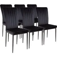 Albatros International Esszimmerstuhl MODENA 6er Set Schwarz - Stühle im stilvollen Vintage Design, mit hochwertigem Samtbezug für höchsten Sitzkomfort und edle Optik, ideal für jedes Esszimmer.