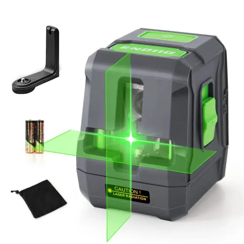 Kreuzlinienlaser Grün, ENVENTOR EN011G Selbstnivellierend Linienlaser 25m ± 0,3mm/m, Vertikale/Horizontale Laser, IP54 Staub & Wasserschutz mit Magnethalterung 360°, Schutztasche & 2 * AA Batterien