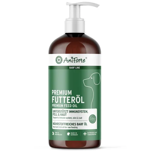 AniForte Barf Futteröl für Hunde 1L - Natürliches Premium Barf Öl, reich an Omega 3 und Omega 6 für ein glänzendes Fell und gesunde Vitalität