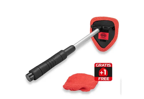 Heyner Premium Scheibenreiniger mit Microfaserpad - Waschbürsten für streifenfreie Sauberkeit, ausgestattet mit Teleskopstiel für müheloses Abziehen von Wasser und Schmutz.