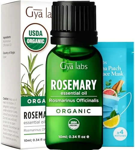 Gya Labs Ätherisches Bio-Rosmarinöl für Haare - 100% Reines Natürliches Rosmarinöl für Kopfhaut, Haut & Diffusor (10ml)
