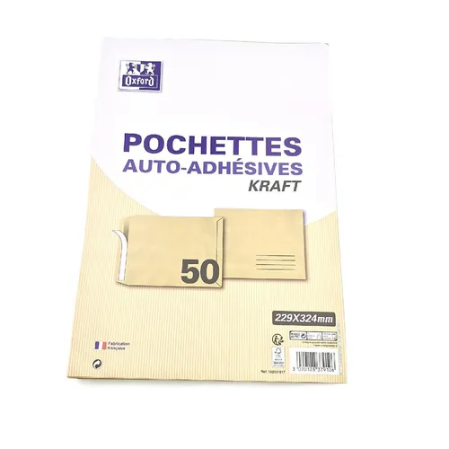 Oxford Umschläge haftklebend Kraftpapier Braun 50 Stück Verpackung Bürobedarf