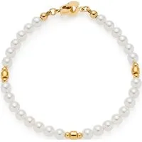 JEWELS BY LEONARDO Armband Clip & Mix Christa – Eleganter Arm-Schmuck aus Edelstahl - Das elegante Armband CHRISTA aus goldfarbenem Edelstahl mit weißen Imitationsperlen ist der perfekte Schmuck für jeden Anlass. Mit Clip-Funktion für individuelle Tragevarianten und optimal kombinierbar.