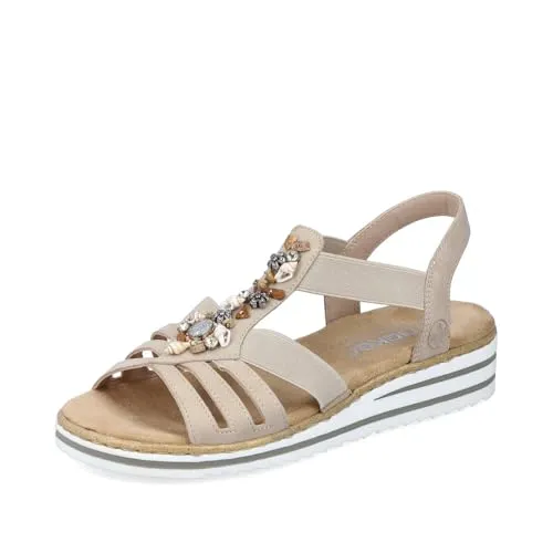 Rieker Damen Sandalen V0649 - Wanderschuhe mit Schmucksteinen, die diese Sandale zum echten Sommer-Highlight machen.