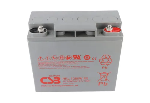 CSB HRL1280W FR 12V Blei-Akku – Wartungsfreier AGM-Akku für Hochlastanwendungen - Hochleistungs-AGM-Batterie mit 12V und 20Ah, ideal für Notstromsysteme. Auslaufsicher und wartungsfrei, bietet hohe Zuverlässigkeit und lange Lebensdauer von bis zu 12 Jahren.